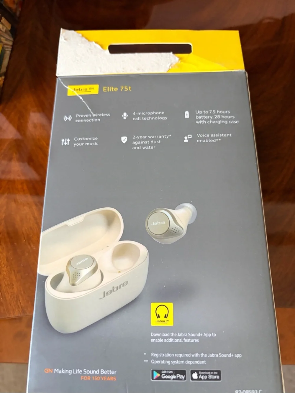 Jabra Elite 75t True Wireless Earbuds - Gold